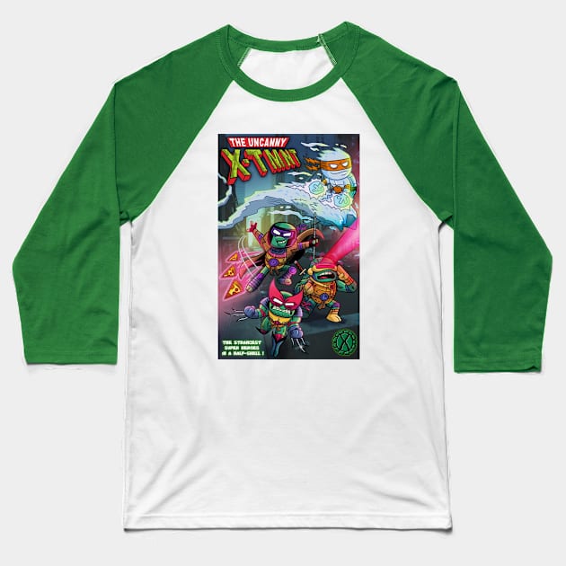 The Strangest Super Heroes in a Half-Shell Baseball T-Shirt by KenTurner82